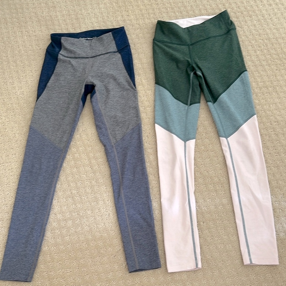 2 pairs of Outdoor Voices workout pants. XS. Navy, grey and denim.
